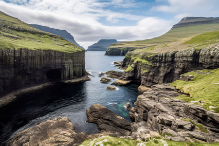 Panoramic view of the Faroe Islands. Generative AI.の素材