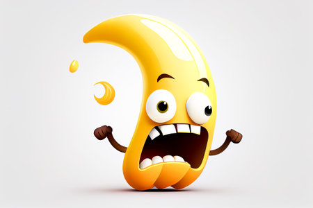 Cute cartoon moon character on white background. Generative AI.の素材