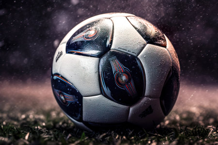 soccer ball close-up. Generative AI.の素材