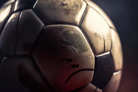 soccer ball close-up. Generative AI.の素材