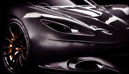 Luxury sports car coupe on black background. Generative AI.の素材