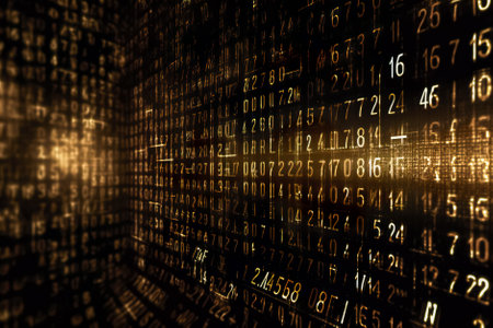 bits and bytes on a dark background. binary code. Generative AI.の素材