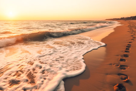 beautiful seascape. Sunset on the beach. . Generative AI.の素材