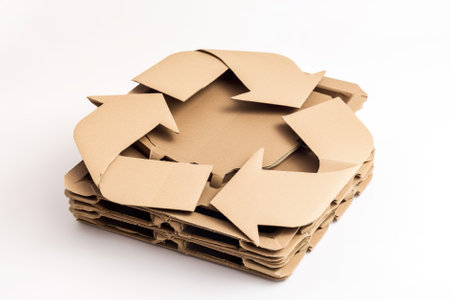 Recycling concept. Cardboard box isolated on white background. Generative AI.の素材