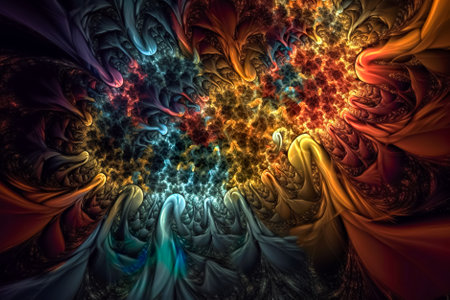 abstract fractal. Fractal art background for creative design. Decoration for wallpaper, desktop, poster, cover booklet. Print for clothes, t-shirt. Generative AI.の素材