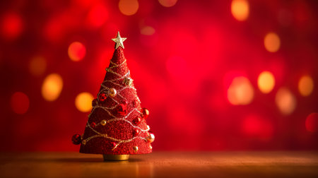 Christmas tree on bokeh background. Christmas and New Year concept. Generative AI.の素材