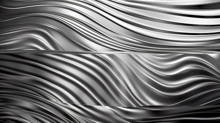 Abstract metallic background with wavy lines. Generative AI.の素材