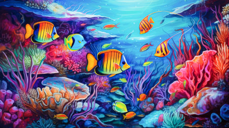 Colorful tropical fish in an aquarium. underwater world. colorful fish.の素材