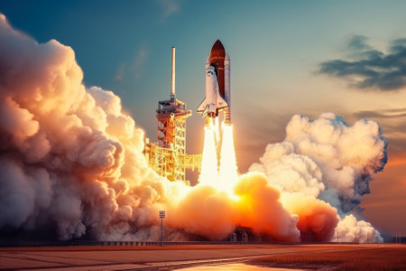 Space rocket in the sky.の素材