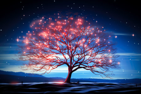 tree on the background of the night sky.