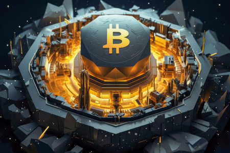 Bitcoin cryptocurrency mining concept.の写真素材