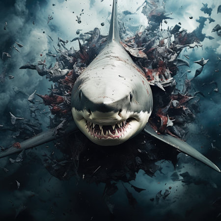 Great white shark in the ocean.の写真素材