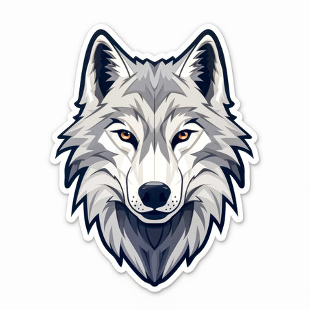 Abstract polygonal wolf head on white background.