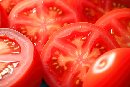 chopped tomatoes close-up.の写真素材