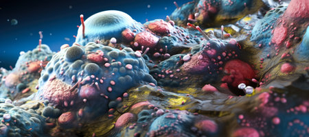 macro virus and bacteria in a human body.の写真素材