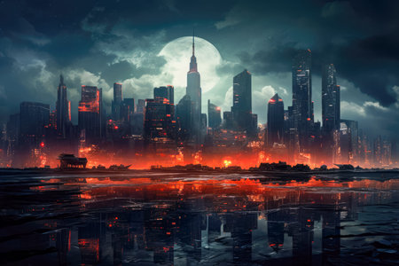 night futuristic cityscape.の写真素材