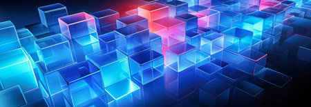 Abstract background with blue and pink cubes. 3d illustration.