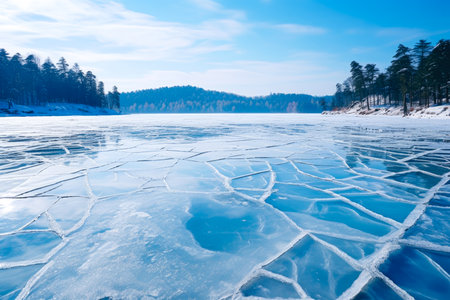 Frozen lake in the winterの素材