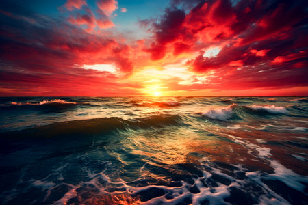 Beautiful seascape. Sunset over the sea. Nature compositionの素材
