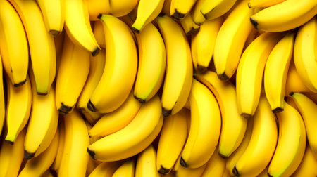 Bananas background. Top view of bunch of fresh yellow bananasの素材