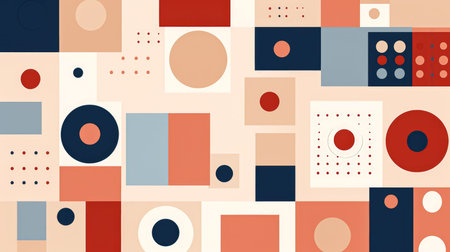 Abstract geometric background with circles, lines and rectangles