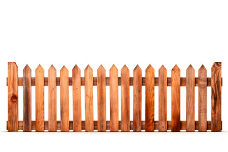 Wooden fence isolated on white backgroundの素材