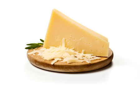 Cheese collection, piece of parmesan cheese isolated on white background.の素材