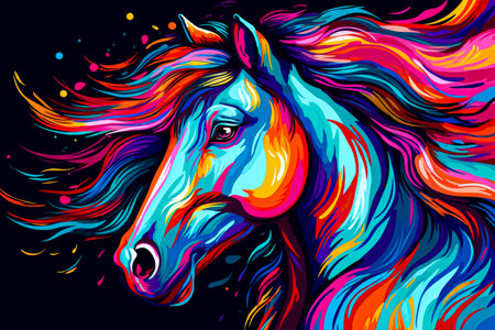 Colorful horse on abstract colorful backgroundの素材