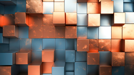 Abstract 3d rendering of chaotic cubes in space. Futuristic background.の素材