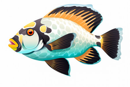 Cichlid Fish on a White Background.の素材