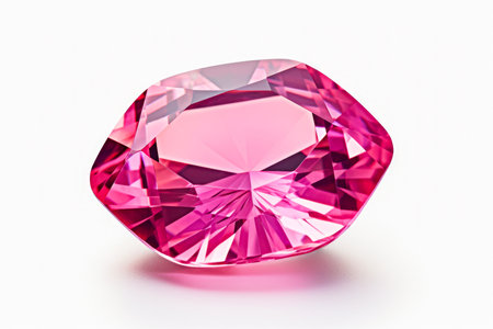 Pink sapphire on white background (high resolution 3D image).の素材