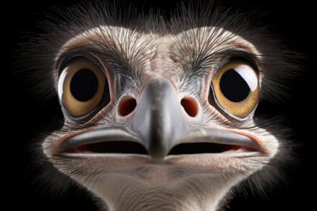 Ostrich isolated on white background. Close up ostrich head.の素材