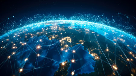 Global network connections over the globe.の素材