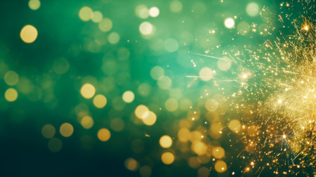 Colorful firework background with bokeh defocused lights and stars.の素材