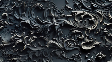 abstract background with swirls and waves in blue and orange colors.の素材