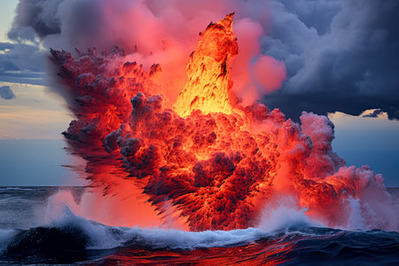 Volcanic eruption at sunset.の素材