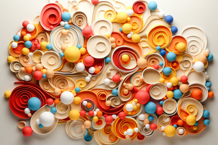 Abstract background made of colorful paper circlesの写真素材