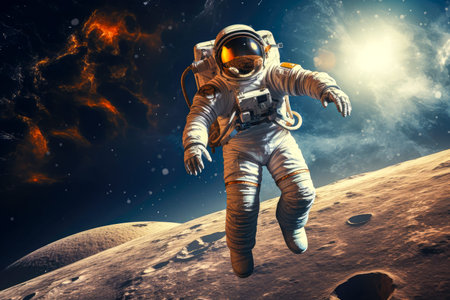 Astronaut in outer space. Science fiction art.の写真素材