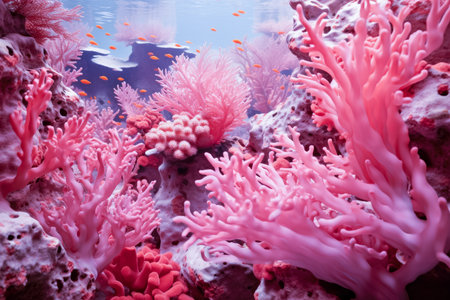 Red coral in the sea. Underwater photo of beautiful coralの素材