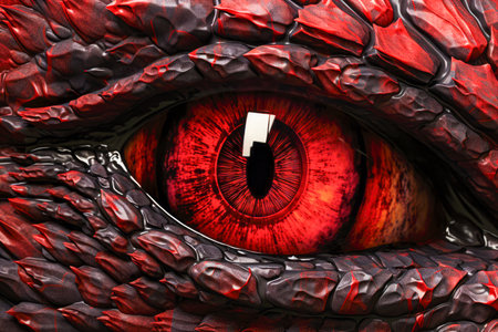 Close up of dragons eye with red blood cells.の素材