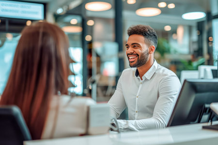 sales team attending a conference to network and generate leads.の素材