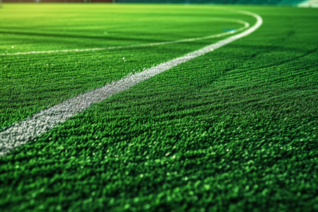 soccer field with a green color and a grass shape and a sport overlay on the lineの素材