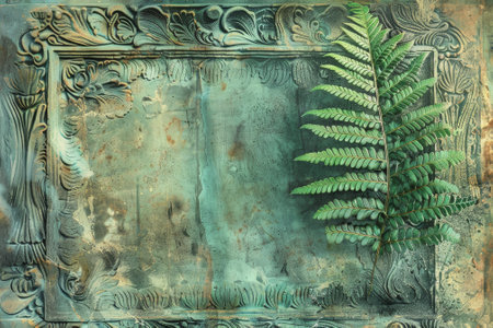 A fern with a green color and a frond and a professional overlay on the ancientの素材