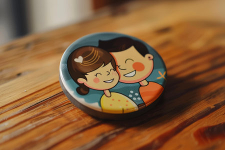 A magnet with a cartoon of a couple and a punny jokeの素材