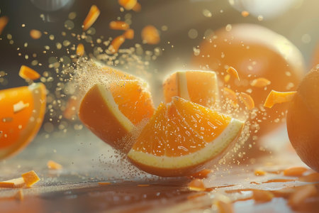 A orange with a orange color and a citrus smell and a professional overlay on the segmentsの素材