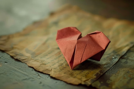 A origami heart with a secret message insideの素材