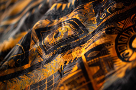 A tribal rhythm--waves of earth tones pulse across the canvas. Abstract symbols emerge--ancestral patterns, totem animals, and sacred geometry.の素材
