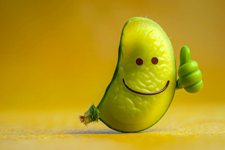 A pea with a smile and a thumbs upの素材