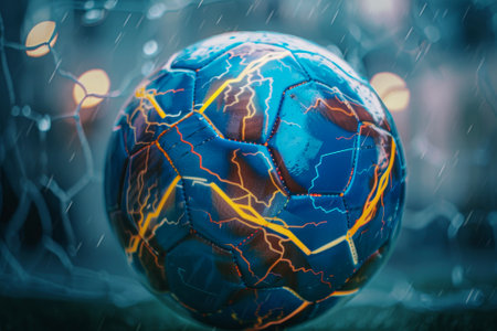 A soccer ball or a basketball with lightning bolts as stripes or patternsの素材