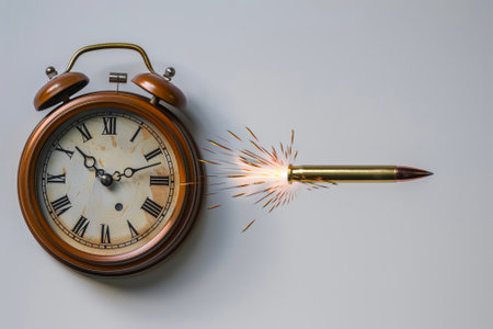 A bullet flying into a clock and stopping itの素材